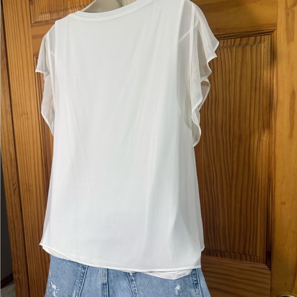 ZARA Woman beautiful Coquette Romantic White Flutter Sleeve Blouse Ruffle Sleeve - Picture 4 of 6